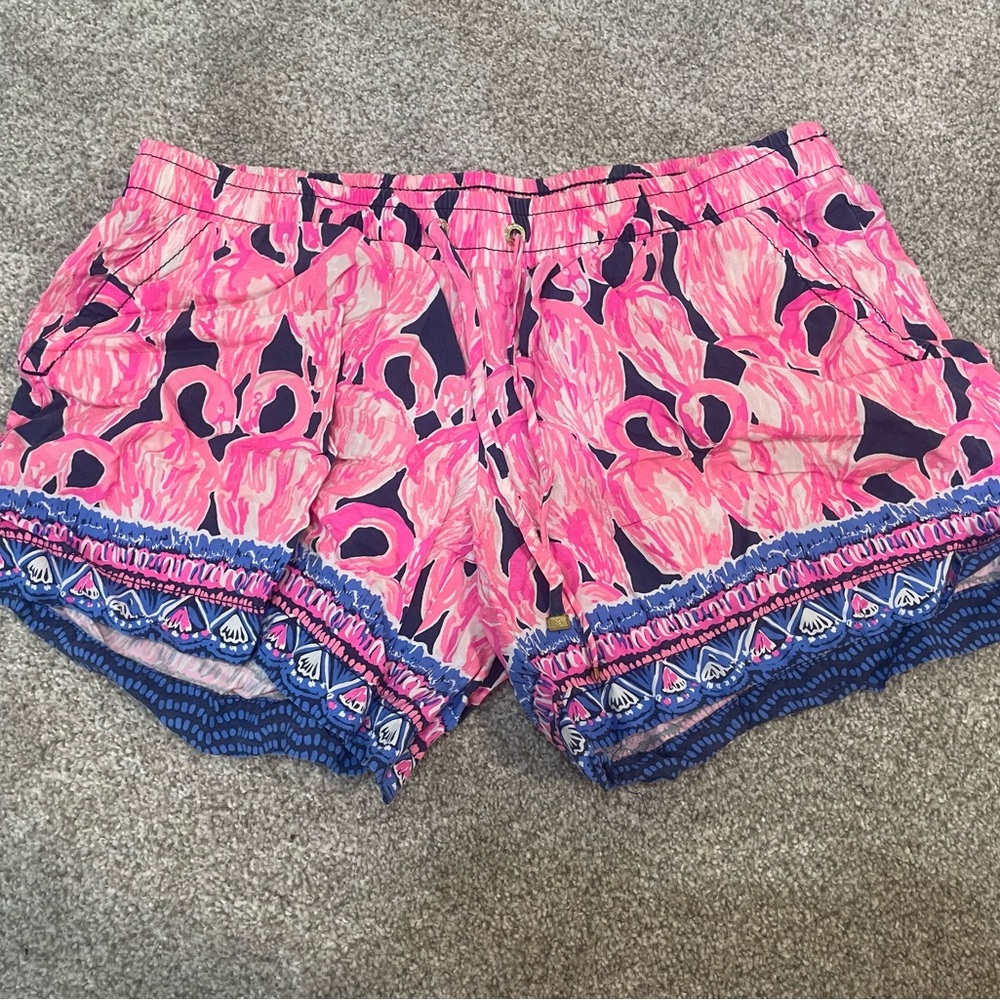 Lilly Pulitzer Katia High Tide Via Amor Flamingo Shorts GUC